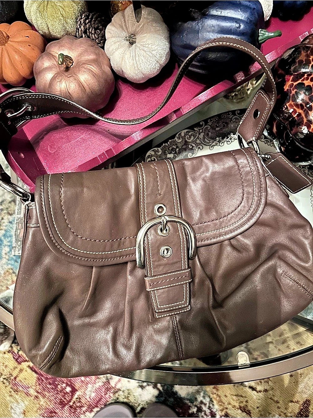 Y2K Coach Soho Buckle Flap Shoulder Bag Brown Shoulder Bag